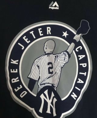 Majestic Derek Jeter 2 Captain York Yankees T - shirt MLB,  Men’s M,  Lue 2