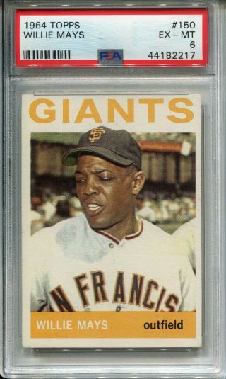 1964 Topps 150 Willie Mays Psa 6 Ex - Mt San Francisco Giants