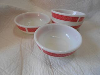 Vintage Corning Bowls,  Red And White,  Oven Ware,  Set Of 4
