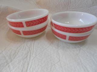 Vintage Corning bowls,  red and white,  oven ware,  set of 4 3