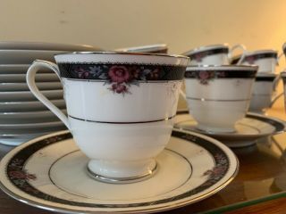 Vintage Noritake Ivory China Etienne 7260 Tea Cup Saucer Service For 12