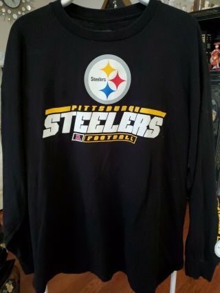 Pittsburgh Steelers Nfl Team Apparel Xxl Long Sleeve Black T - Shirt With Logo