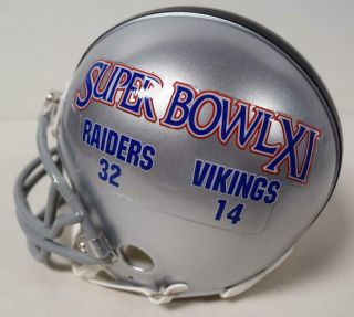 Oakland Raiders Bowl Xi Logo Unsigned Riddell Mini Helmet Bc1155