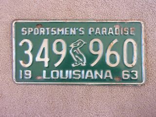 1963 Louisiana Pelican License Plate 349 - 960