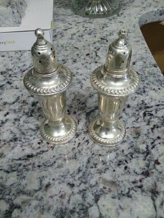 Empire Sterling Silver Weighted 241 Vintage Salt And Pepper Shakers Set