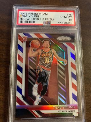 2018 Panini Prizm Red White Blue Prizms Trae Young Rookie Rc 78 Psa 10 (pwcc)