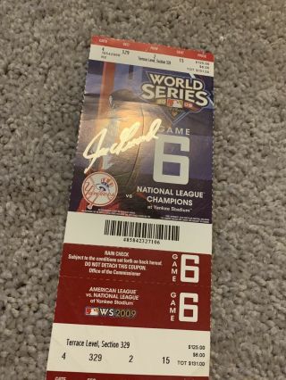 Joe Girardi Autographed York Yankees 2009 World Series Ticket Game 6