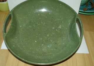 Vintage Mid - Century Modern Melmac Aztec 12 " 2 Handle Salad Bowl Green Confetti