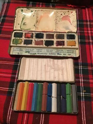 Vintage Reeves Paint Box & Terrachrome Crayons