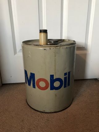 Vintage 1974 Mobil Oil Can 5 Gallon