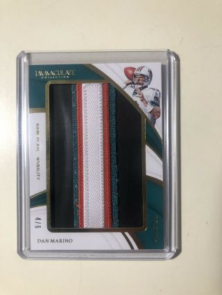 2019 Panini Immaculate Dan Marino Nameplate Mobility Patch “i” 4/6 Dolphins