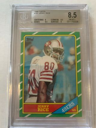1986 Jerry Rice Rookie Card Topps Bgs 8.  5