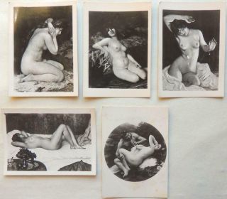 1910 Salon De Paris Five Risque Photographs Nudes Paintings Art Erotica Vintage