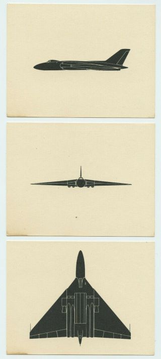 Three Vintage Aircraft Recognition Cards - Vulcan B Mk.  1 Bomber