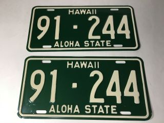Set Hawaii Aloha State Honolulu Truck License Plates 1961 91 - 244 Ex Cond