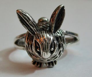 Vintage Sterling Silver Bunny Rabbit Ring Size 7.  5 2