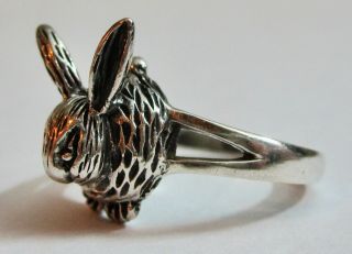 Vintage Sterling Silver Bunny Rabbit Ring Size 7.  5 3
