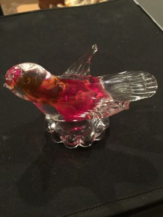 Vintage Murano Art Glass Red Bird Paperweight