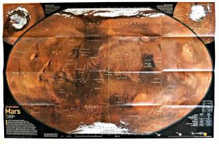 ⫸ 2001 - 2 Mars Revealed – National Geographic Map Educational Poster Space School