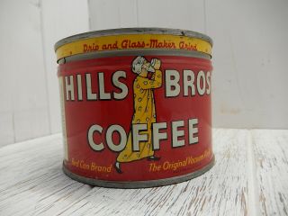 Vintage 1/2 Lb.  Hills Bros.  Coffee Tin Can W/lid Copyright 1936