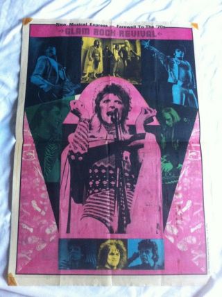 David Bowie Rare Vintage Glam Rock Poster Pin Up Nme 1980 1970 