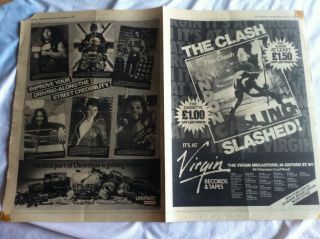 DAVID BOWIE RARE VINTAGE Glam Rock POSTER PIN UP NME 1980 1970 ' S clash 2