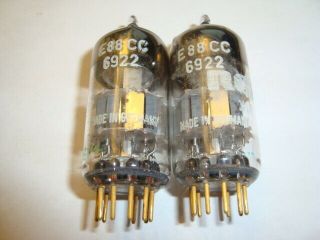 One Matched Pair E88cc/6922 Tubes,  By Siemens For Rca,  Gold Pin