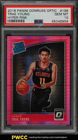 2018 Donruss Optic Hyper Pink Trae Young Rookie Rc 198 Psa 10 Gem (pwcc)