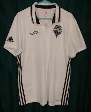 Seattle Sounders Fc Adidas Mens Polo Shirt Size Xl Climalite Black And White
