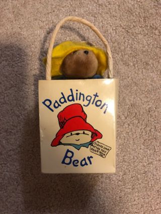 Vintage 1987 Paddington Bear 5” In Shopping Bag With Poseable Limbs By Eden Toys