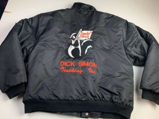 Vintage Black Dick Simon Trucking Full Zip Puffer Work Jacket Size Xl Made Usa