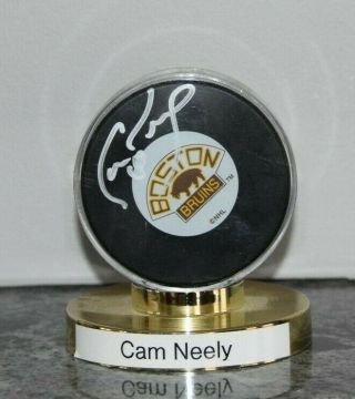 Cam Neely Autographed Old Time Hockey Puck Boston Bruins Hof 2008