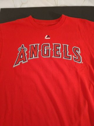 California Angels 27 Mike Trout Red Jersey/t - Shirt By Majestic (mens Medium)