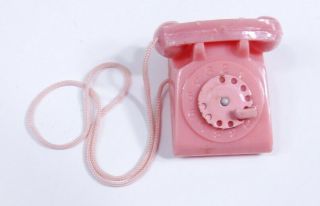Htf Vintage Barbie Dolls Suburban Shopper Pink Telephone W/metal Dial