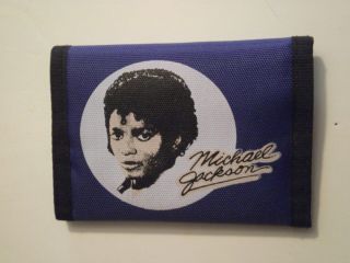 Nos Vintage 1980s,  Michael Jackson,  Velcro Nylon Wallet,  Blue