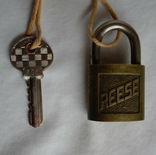Vintage Padlock Pad Lock And Key Reese Brass Usa