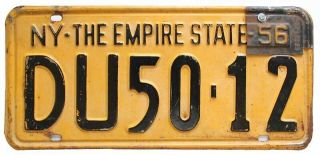 York 1955 1956 License Plate,  Dutchess County,  Dmv Clear,  Single Plate Year
