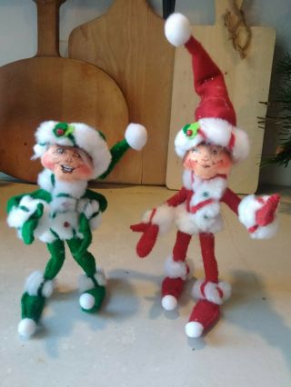 (2) Annalee Elfs Red And Green