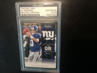 2012 Prestige Eli Manning Giants Psa/dna Certified Autograph Signed On - Card Auto