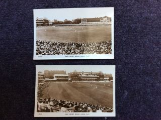 Lords Cricket Ground Two Vintage Postcards Bridge House Real Photo Series