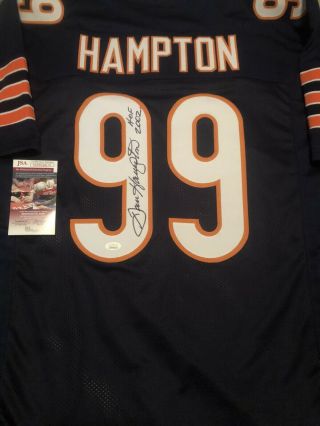 Dan Hampton Signed Custom Bears Jersey Jsa Certified,  Hof Inscription