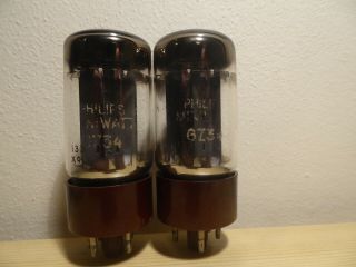 2x (pair) Philips Gz34 (5ar4 5u4g U52 Gz37),  Hole In Guide Pin,  F33,  100