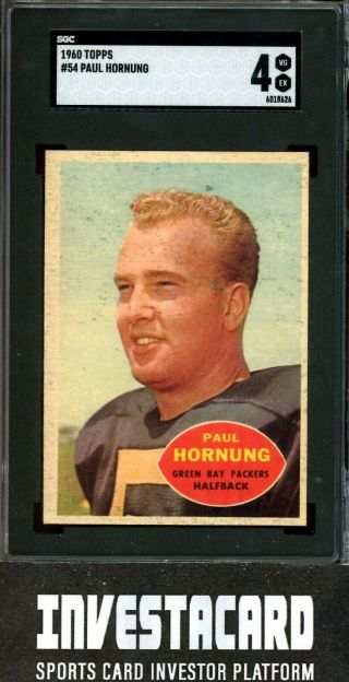 1960 Topps Paul Hornung 54 Vintage Football Card Green Bay Packers Sgc 4 Invest
