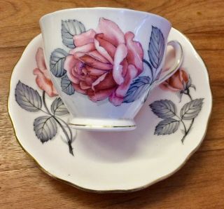 Collectable Vintage Colclough Bone China Cup & Saucer Pink Rose 8022 England
