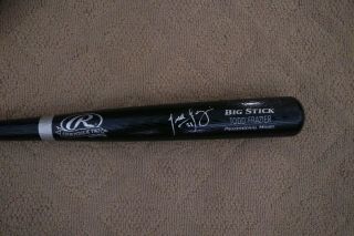 Todd Frazier York Mets Signed Game Model Bat Picture Of Him Signing It