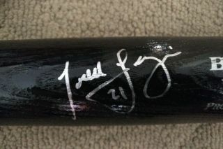 Todd Frazier York Mets Signed Game Model Bat picture of him signing it 2