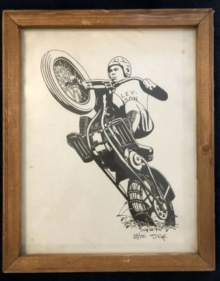 Vintage Harley Davidson Racing Print Motorcycle Memorabilia Art Collectible