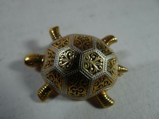 Vintage Tortoise Gold And Silver Tone Metal With Embossed Design