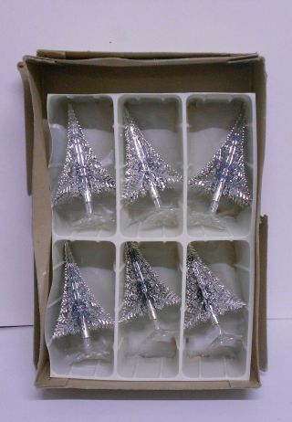 Vintage Box Set Silver Christmas Tree Decorations 1950/60s Boxed Exc