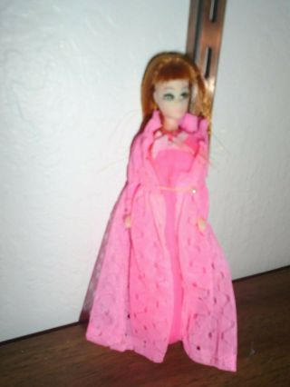 Vintage Topper Dawn Doll Wearing A Long Pink Nightgown And Robe